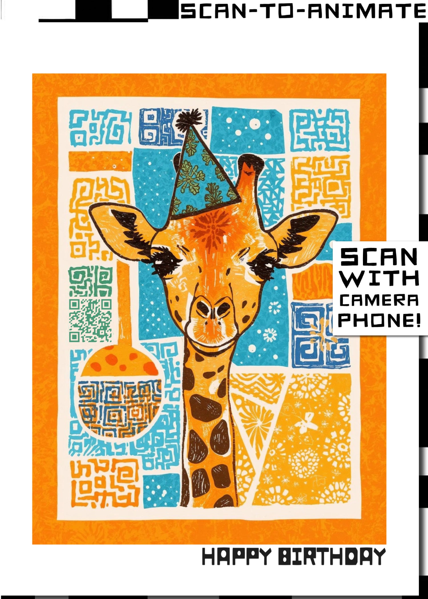 Q-ART Giraffe Happy Birthday Card