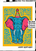 Q-ART Elephant Happy Birthday Card