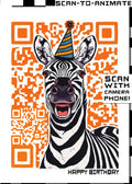 Q-ART Zebra Happy Birthday Card