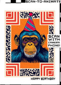 Q-ART Chimp Happy Birthday Card