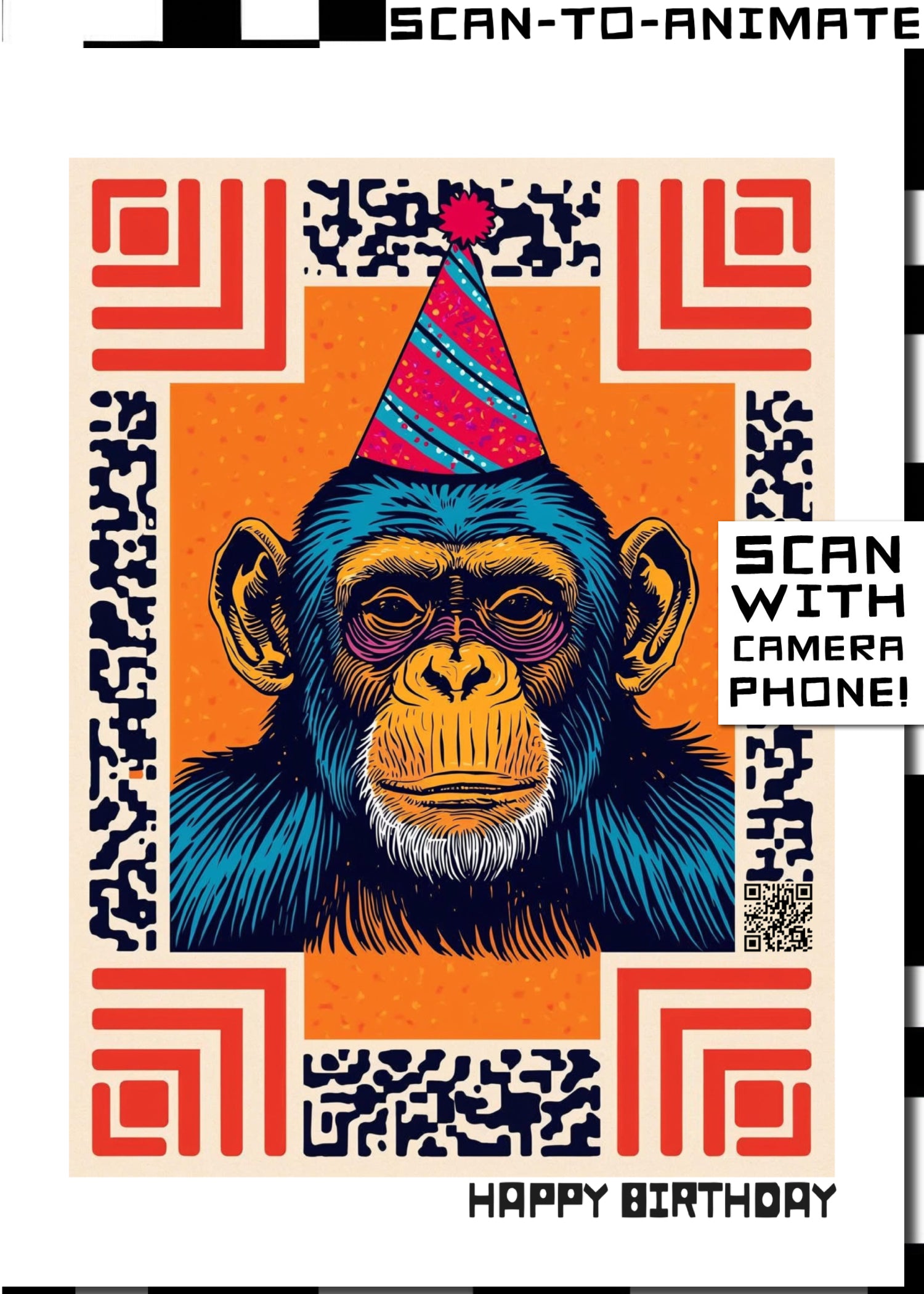 Q-ART Chimp Happy Birthday Card