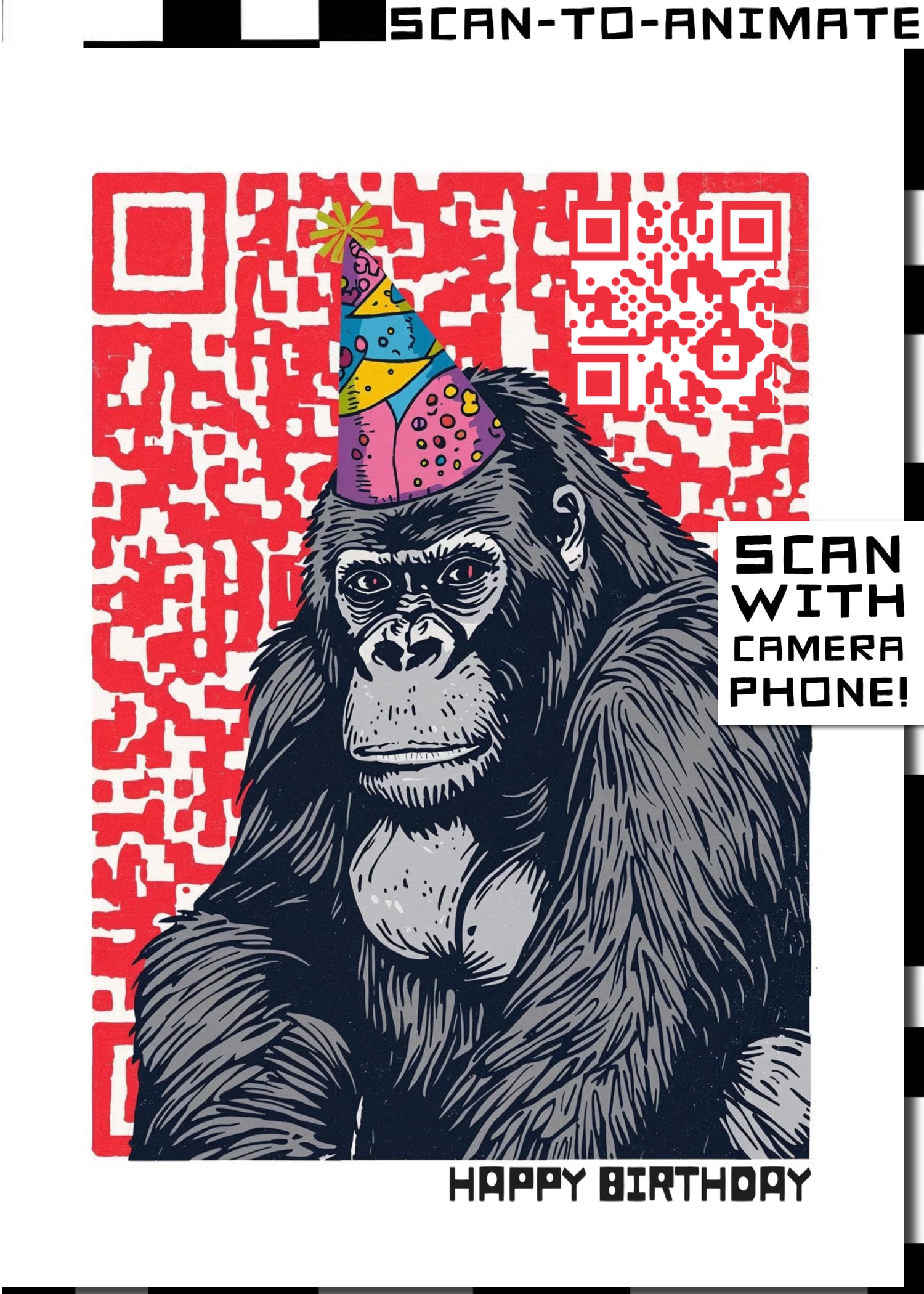 Q-ART Gorilla Happy Birthday Card