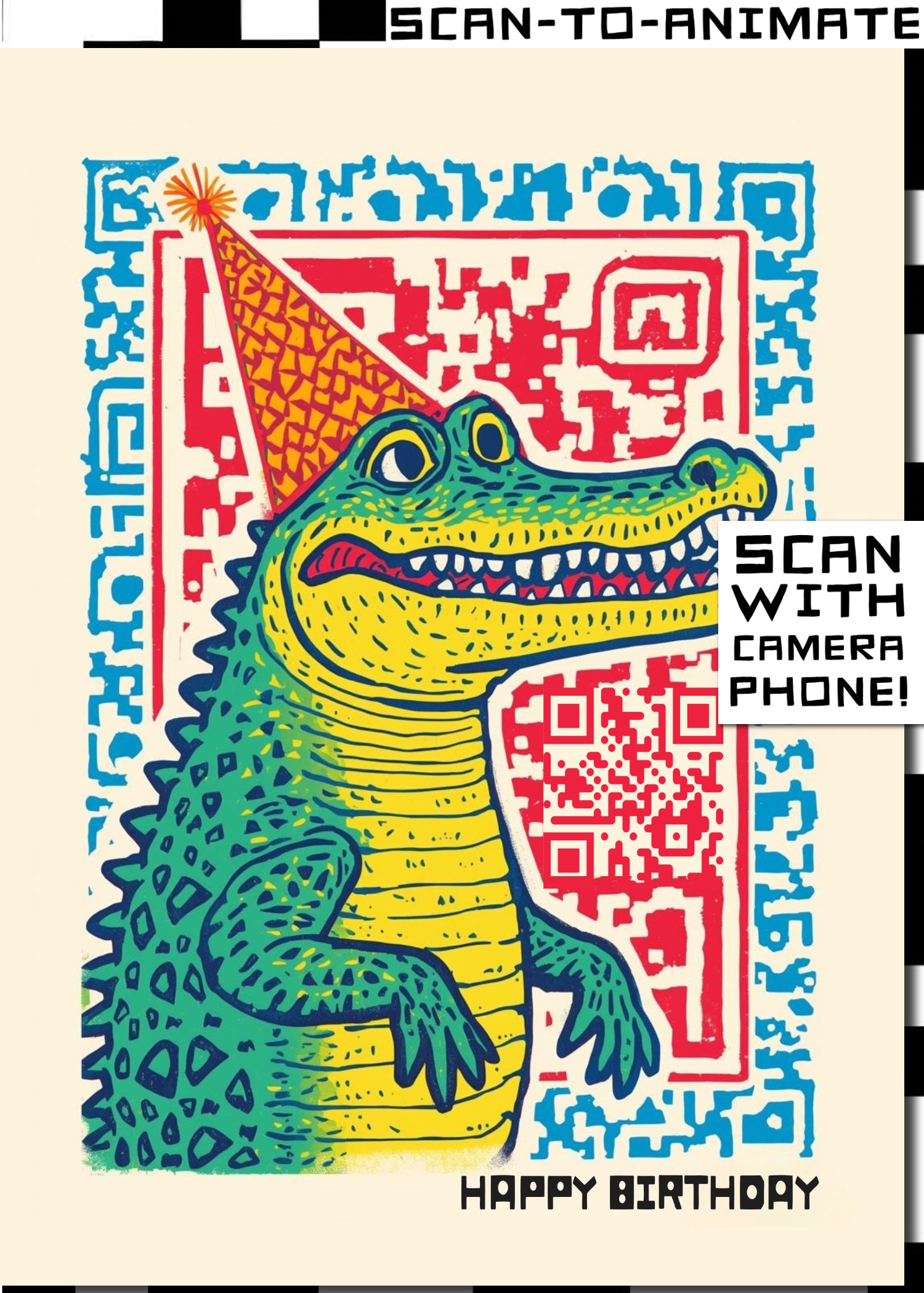 Q-ART Crocodile Happy Birthday Card