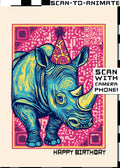 Q-ART Rhino Happy Birthday Card