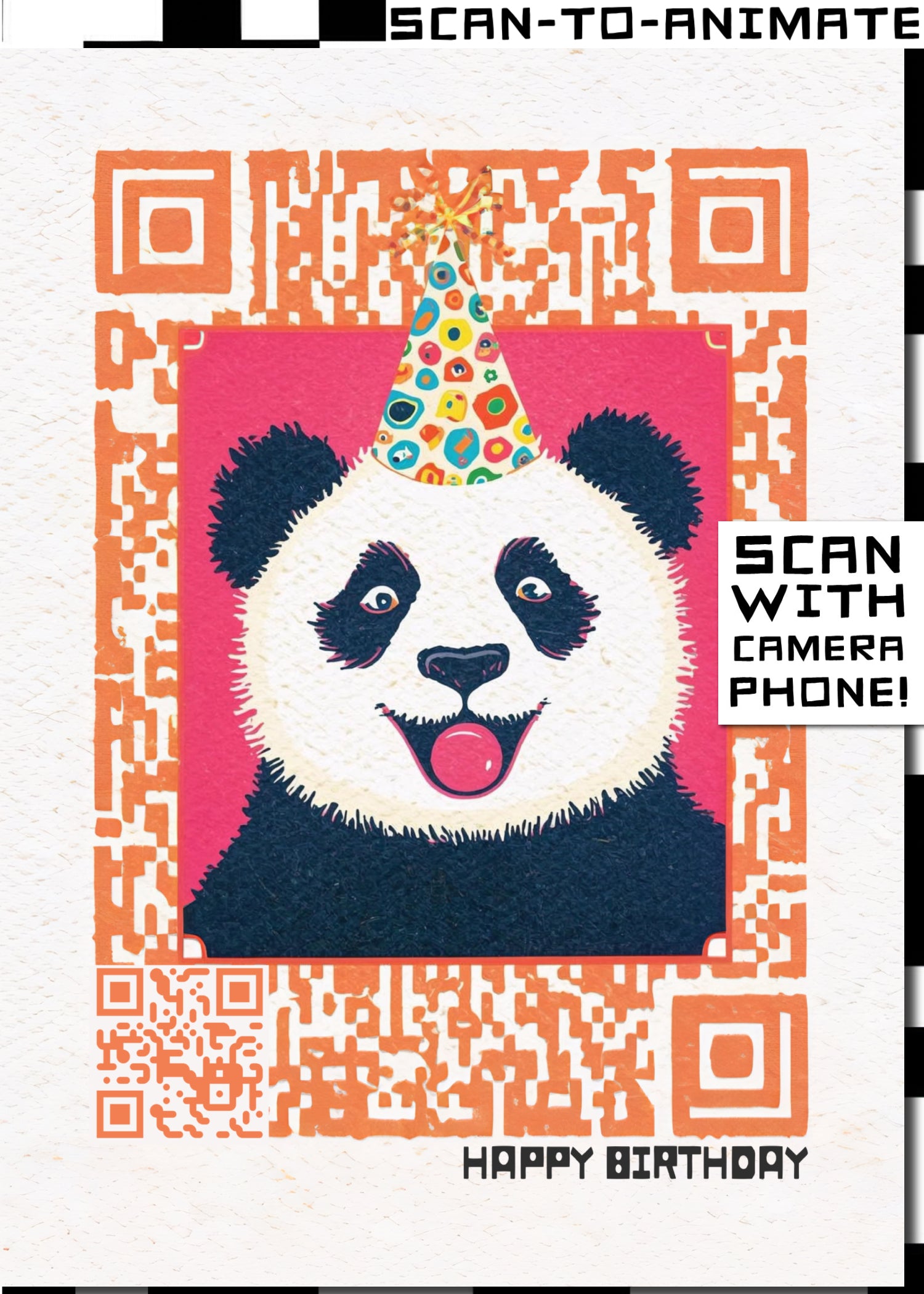 Q-ART Panda Happy Birthday Card