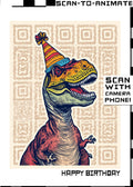 Q-ART T-Rex Happy Birthday Card