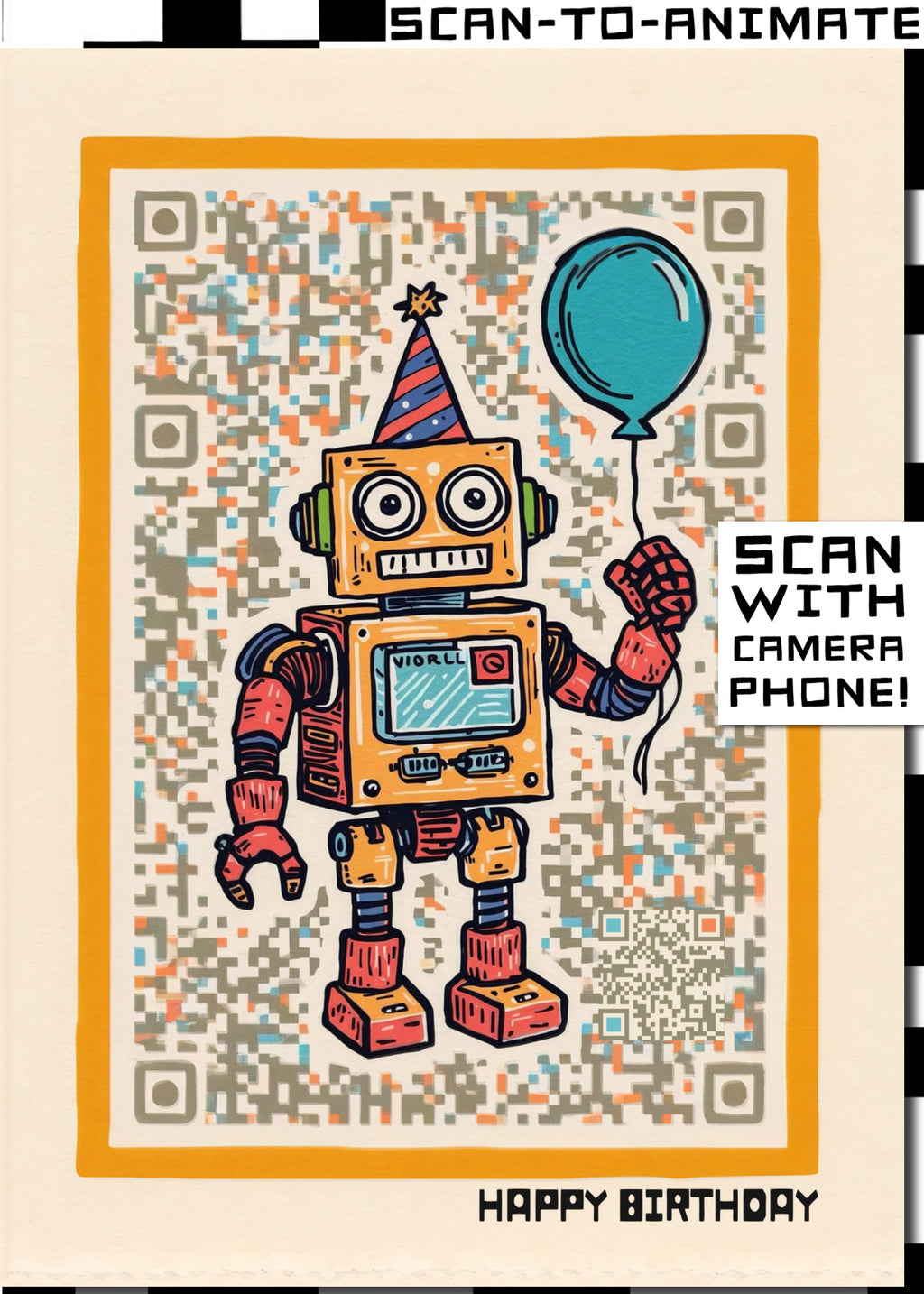 Q-ART Robot Happy Birthday Card