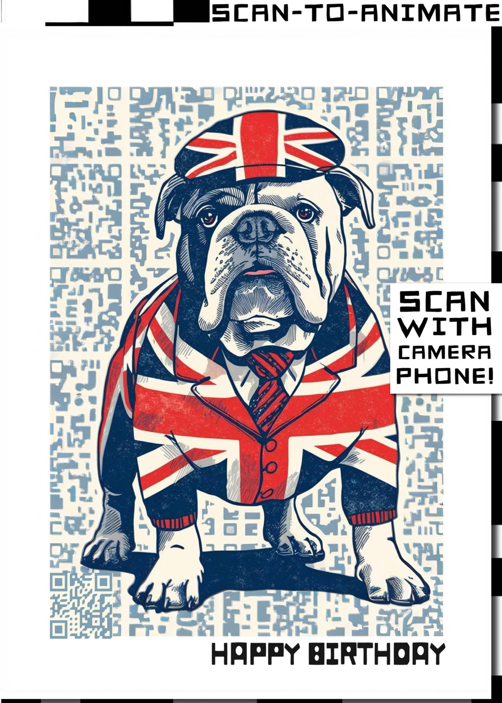 Q-ART British Bulldog Happy Birthday Card