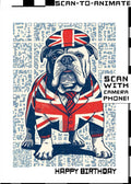 Q-ART British Bulldog Happy Birthday Card