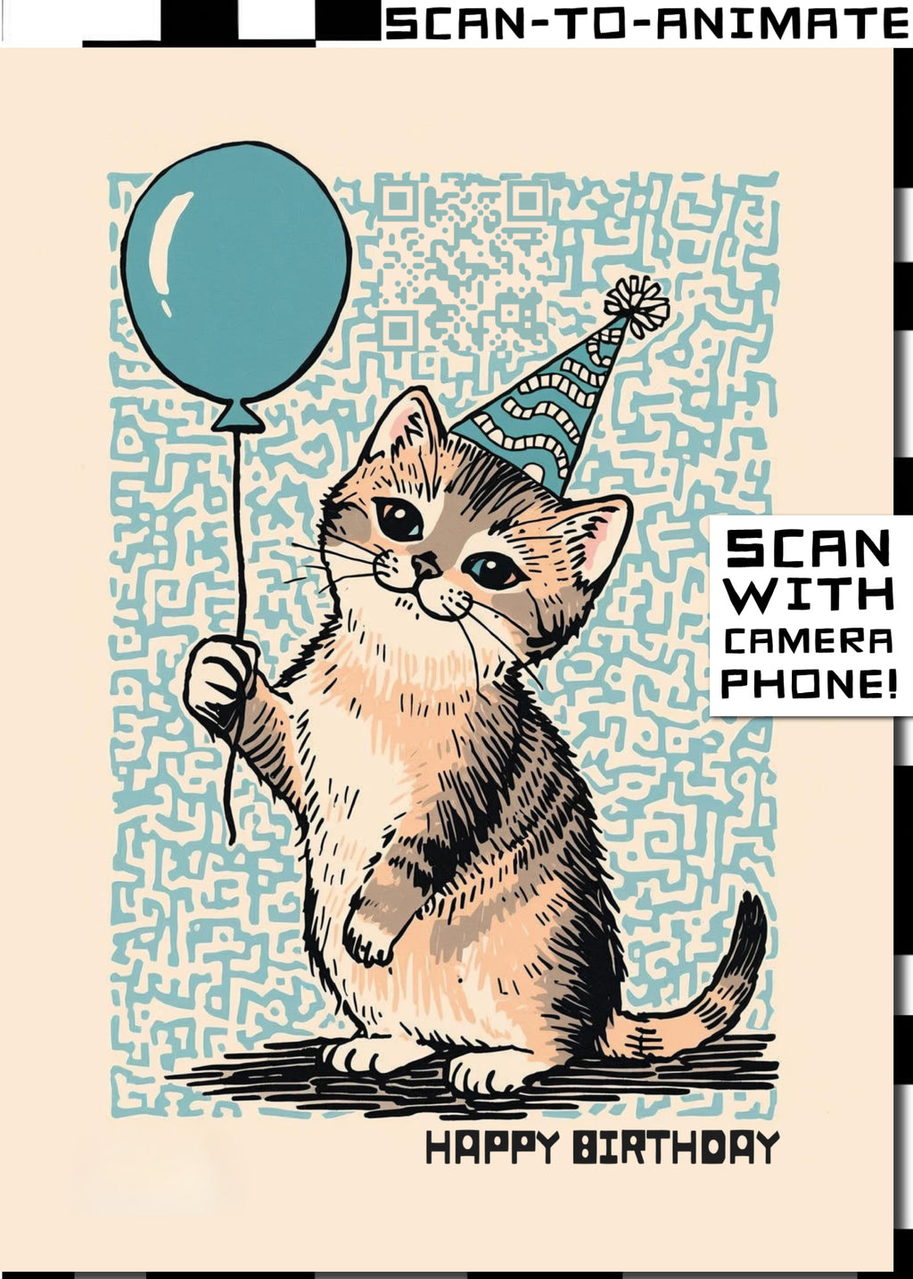 Q-ART Kitten Happy Birthday Card