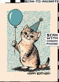 Q-ART Kitten Happy Birthday Card
