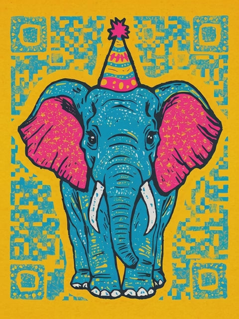 Q-ART Elephant Happy Birthday Card