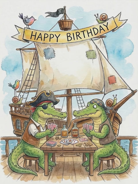 Happy Birthday Crocodile Greeting Card