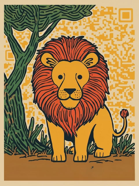 Q-ART Lion Happy Birthday Card