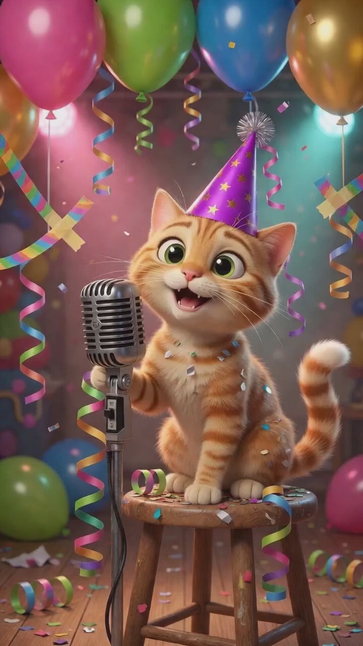 Happy Birthday QRaraoke Kitten Card