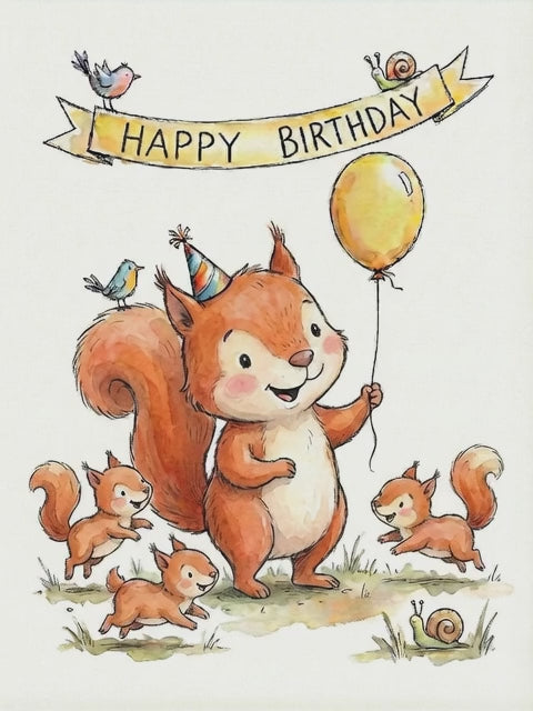 Happy Birthday Squirrel Greeting Card