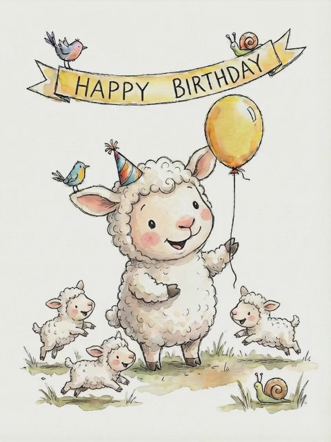 Happy Birthday Lamb Greeting Card