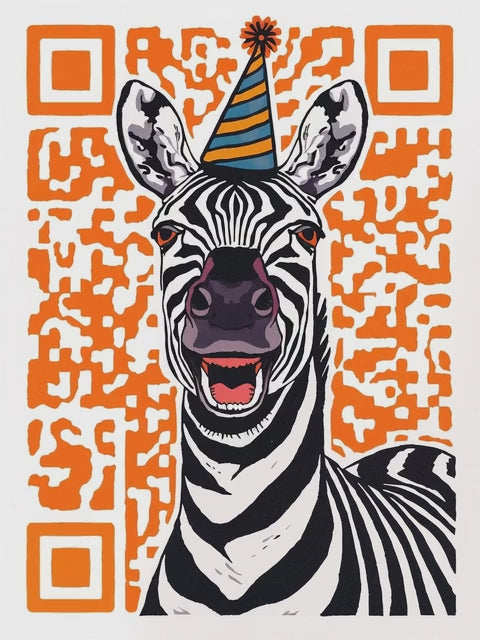 Q-ART Zebra Happy Birthday Card