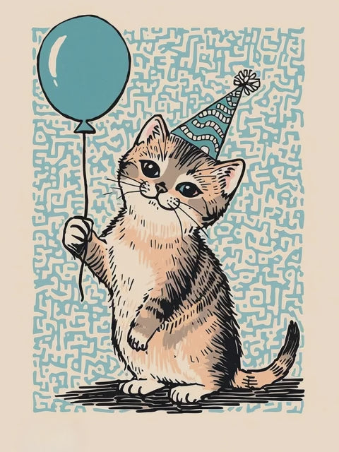Q-ART Kitten Happy Birthday Card