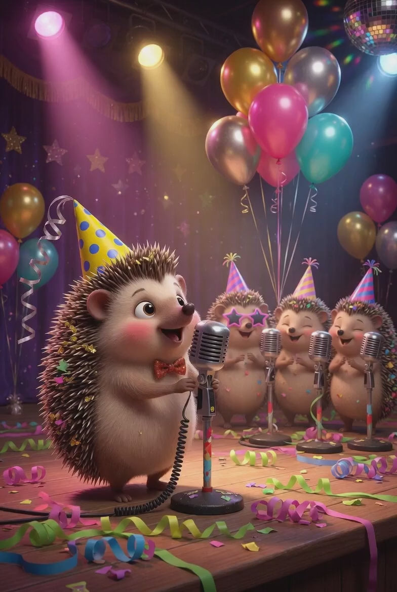 Happy Birthday QRaraoke Hedgehog Card