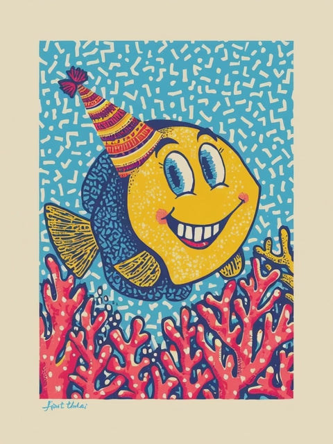Q-ART Fish Happy Birthday Card