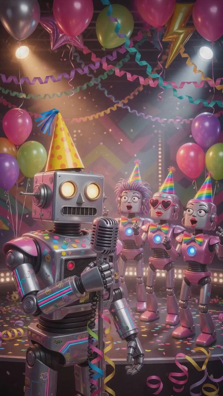 Happy Birthday QRaraoke Robot Card