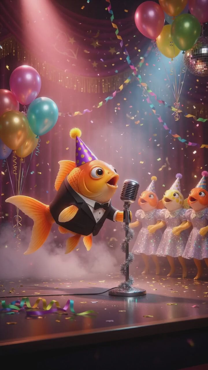 Happy Birthday QRaraoke Goldfish Card