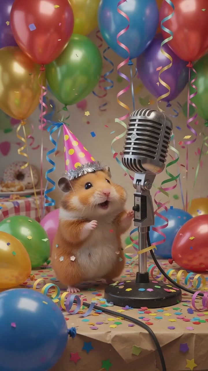 Happy Birthday QRaraoke Hamster Card