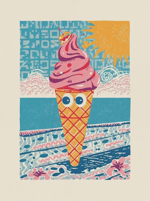 Q-ART Ice Cream Happy Birthday Card