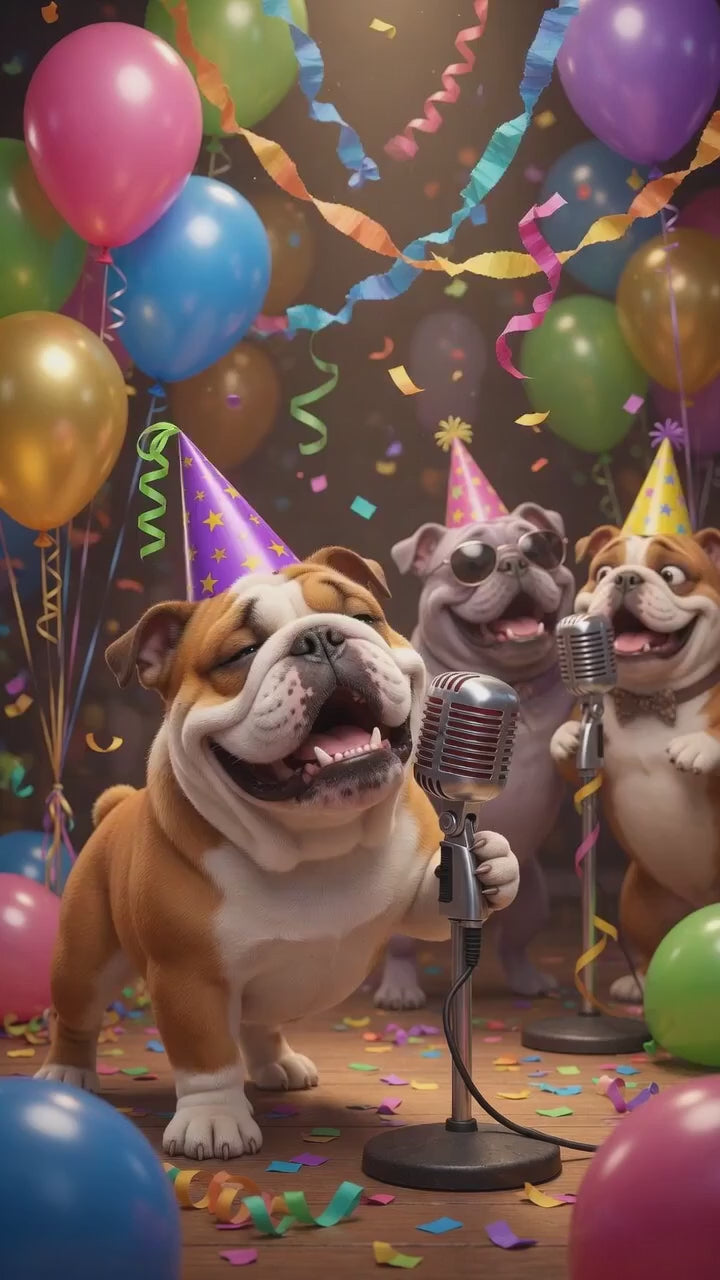 Happy Birthday QRaraoke Bulldog Card