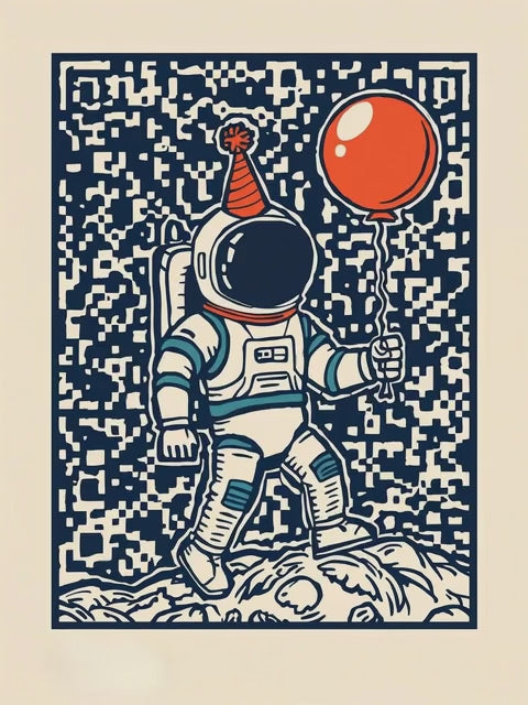 Q-ART Astronaut Happy Birthday Card
