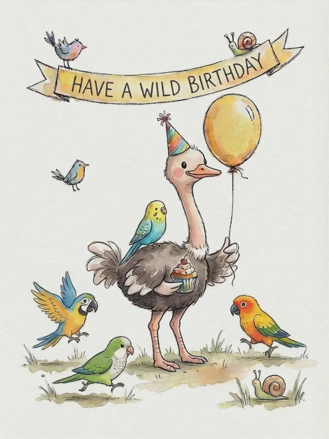 Happy Birthday Wild Ostrich Greeting Card
