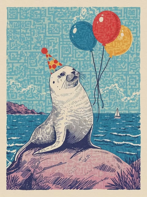 Q-ART Seal Happy Birthday Card