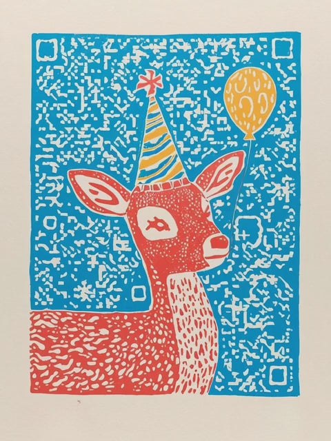 Q-ART Deer Happy Birthday Card