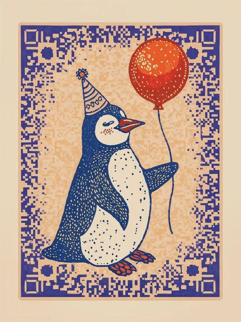 Q-ART Penguin Happy Birthday Card