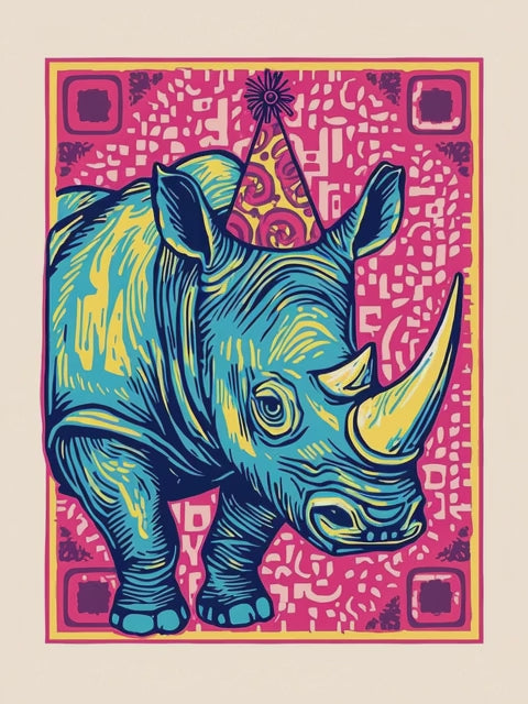 Q-ART Rhino Happy Birthday Card