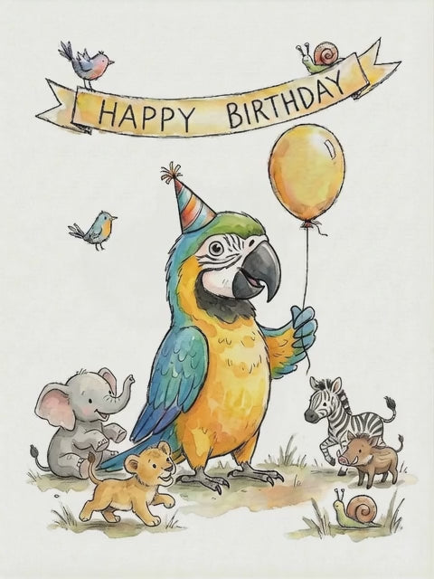 Happy Birthday Parrot Greeting Card