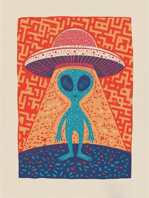 Q-ART Alien Happy Birthday Card