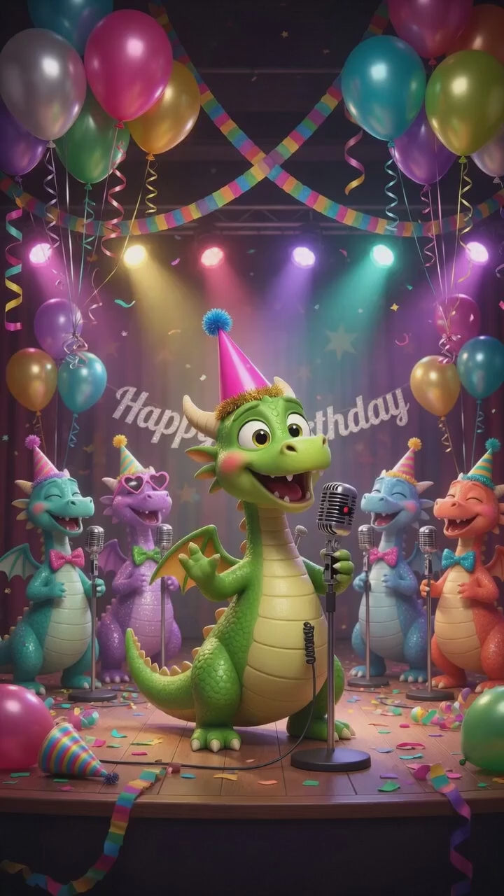 Happy Birthday QRaraoke Dragon Card