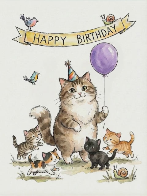 Happy Birthday Cat Greeting Card
