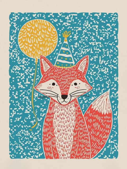Q-ART Fox Happy Birthday Card