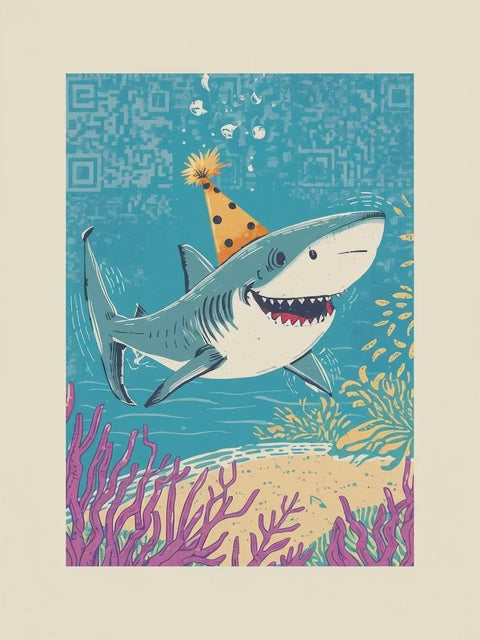 Q-ART Shark Happy Birthday Card