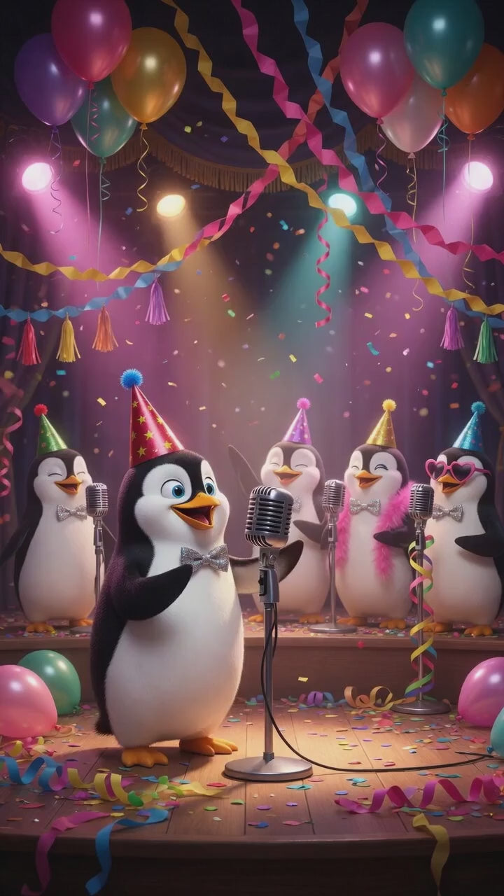 Happy Birthday QRaraoke Penguin Card