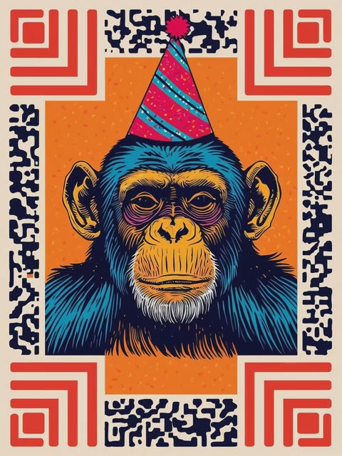 Q-ART Chimp Happy Birthday Card