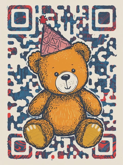 Q-ART Teddy Bear Happy Birthday Card