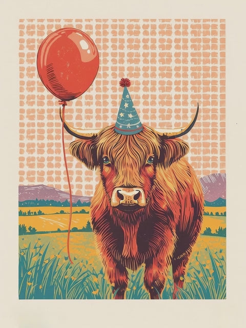 Q-ART Highland Cow Happy Birthday Card