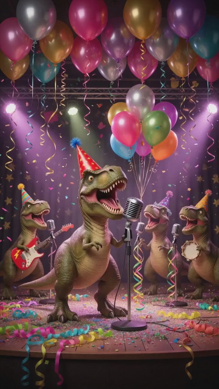 Happy Birthday QRaraoke T-Rex Card